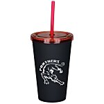 Matte Rubberized Tumbler with Straw - 16 oz.
