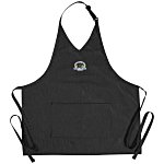 V-Neck Bib Apron with Two Pockets - Pinstripe