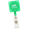 View Image 1 of 3 of Square Retractable Badge Holder with Alligator Clip - Translucent