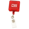 View Image 1 of 3 of Square Retractable Badge Holder with Slip-On Clip - Translucent