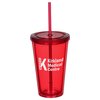 View Image 1 of 2 of Coloured Double Wall Tumbler with Straw - 16 oz. - 24 hr