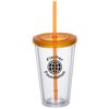 View Image 1 of 2 of Double Wall Tumbler with Straw - 16 oz. - 24 hr
