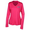View Image 1 of 3 of Pro Team Wicking V-Neck Long Sleeve Tee - Ladies' - Embroidered