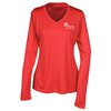 View Image 1 of 3 of Pro Team Wicking V-Neck Long Sleeve Tee - Ladies' - Screen