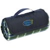 View Image 1 of 4 of Roll-Up Blanket - Green/Navy Plaid with Navy Flap