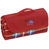 View Image 1 of 5 of Roll-Up Blanket - Red/Blue Plaid with Red Flap