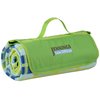 View Image 1 of 3 of Roll-Up Blanket - Lime/Light Blue Plaid with Lime Flap