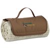 View Image 1 of 3 of Roll-Up Blanket - Brown/Beige Plaid with Brown Flap