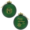 View Image 1 of 2 of Satin Round Ornament - Snowflake - Happy Holidays