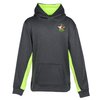 View Image 1 of 3 of Game Day Colour Block Performance Hooded Sweatshirt - Youth - Embroidered