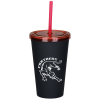 View Image 1 of 2 of Matte Rubberized Tumbler with Straw - 16 oz.
