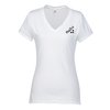 View Image 1 of 2 of Fruit of the Loom Sofspun V-Neck T-Shirt - Ladies' - White - Screen