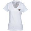 View Image 1 of 2 of Anvil Ringspun Lightweight V-Neck Tee - Ladies - White - Embroidered