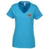 View Image 1 of 2 of Anvil Ringspun Lightweight V-Neck Tee - Ladies - Colours - Embroidered