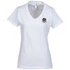 View Image 1 of 2 of Anvil Ringspun Lightweight V-Neck Tee - Ladies - White - Screen
