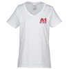 View Image 1 of 2 of Gildan Heavy Cotton V-Neck T-Shirt - Ladies' - Embroidered - White