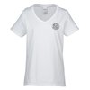 View Image 1 of 2 of Gildan Heavy Cotton V-Neck T-Shirt - Ladies' - Screen - White