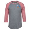 View Image 1 of 4 of Threadfast Tri-Blend 3/4 Sleeve Raglan Tee - Embroidered