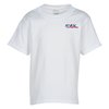 View Image 1 of 3 of Everyday Cotton T-Shirt - Youth - White - Embroidered