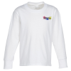 View Image 1 of 3 of Everyday Cotton LS T-Shirt - Youth - White - Embroidered