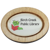 View Image 1 of 2 of Wood Lapel Pin - Oval - Full Colour