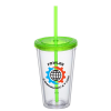 View Image 1 of 2 of Double Wall Tumbler with Straw - 16 oz. - Full Colour