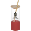 View Image 1 of 4 of Shanti Glass Tumbler with Bamboo Lid and Straw - 17 oz.