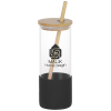 View Image 1 of 4 of Shanti Glass Tumbler with Bamboo Lid and Straw - 17 oz. - 24 hr