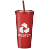 View Image 1 of 4 of Value Stadium Cup with Lid & Straw - 24 oz.
