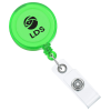 View Image 1 of 4 of Round Retractable Badge Holder with Slip-On Clip - Translucent