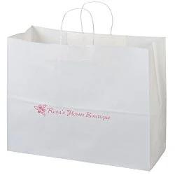 Kraft Paper White Shopping Bag - 12" x 16"