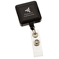 Square Retractable Badge Holder with Alligator Clip - Opaque