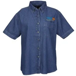 Cotton Short Sleeve Denim Shirt - Ladies'