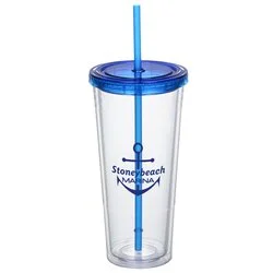 Double Wall Tumbler with Straw - 24 oz. - 24 hr