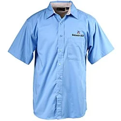 Peached Fine Line Short Sleeve Twill Shirt - Men's