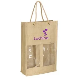 Jute Wine Tote - Double