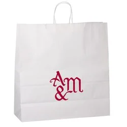 Kraft Paper White Shopping Bag - 18-3/4" x 18"