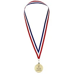 Antique Finish Medal with Red, White & Blue Ribbon