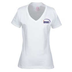 Fruit of the Loom HD V-Neck Tee - Ladies' - Embroidered - White