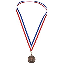 Econo Medal - Flat Bottom with Red, White & Blue Ribbon