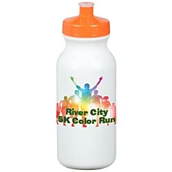 Full Colour Sport Bottle with Push Pull Cap - 20 oz. - White