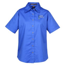 Harriton Twill SS Shirt with Stain Release - Ladies'