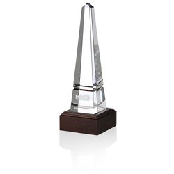 Pinnacle Obelisk Crystal Award - Mahogany Base