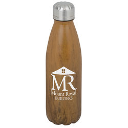 Rockit Claw Stainless Water Bottle - 17 oz. - Wood Grain - 24 hr