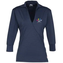FILA Voterra Striped Performance Wrap Polo - Ladies'