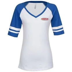 Euro Spun Cotton Baseball Tee - Ladies' - Embroidered