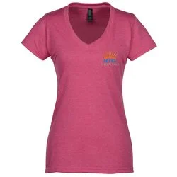 M&O Fine Blend V-Neck T-Shirt - Ladies' - Embroidered