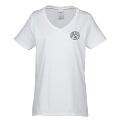 Gildan Heavy Cotton V-Neck T-Shirt - Ladies' - Screen - White