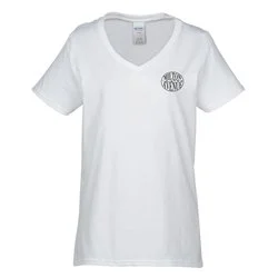 Gildan Heavy Cotton V-Neck T-Shirt - Ladies' - Screen - White