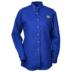 Soil Release Button Down Poplin Shirt - Ladies'